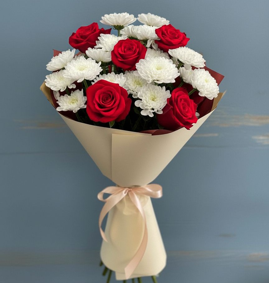 Букет цветов из: Розы и Хризантемы в Кара-Тюбе