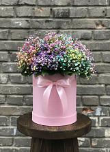 Цветочная композиция из Гипсофила и Розы в шляпной коробке в Кара-Тюбе
