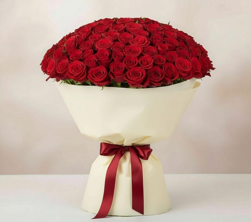 Букет 101 Красная роза Милано в Кара-Тюбе