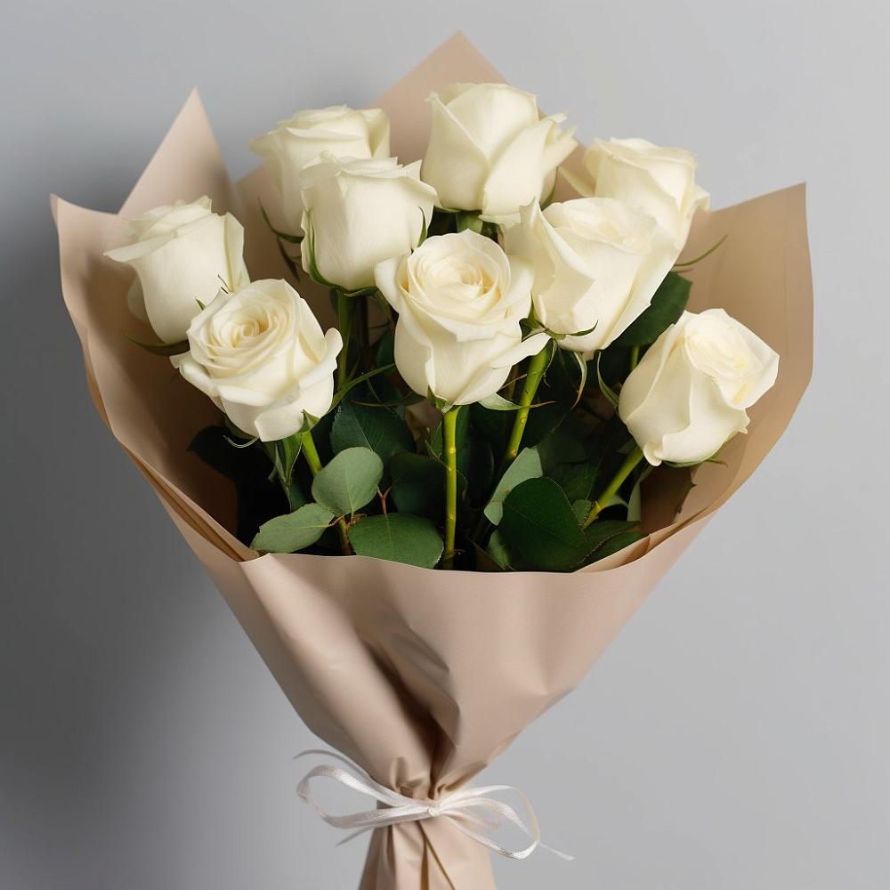 Букет 9 Белых роз Эдлесс Лав в Кара-Тюбе