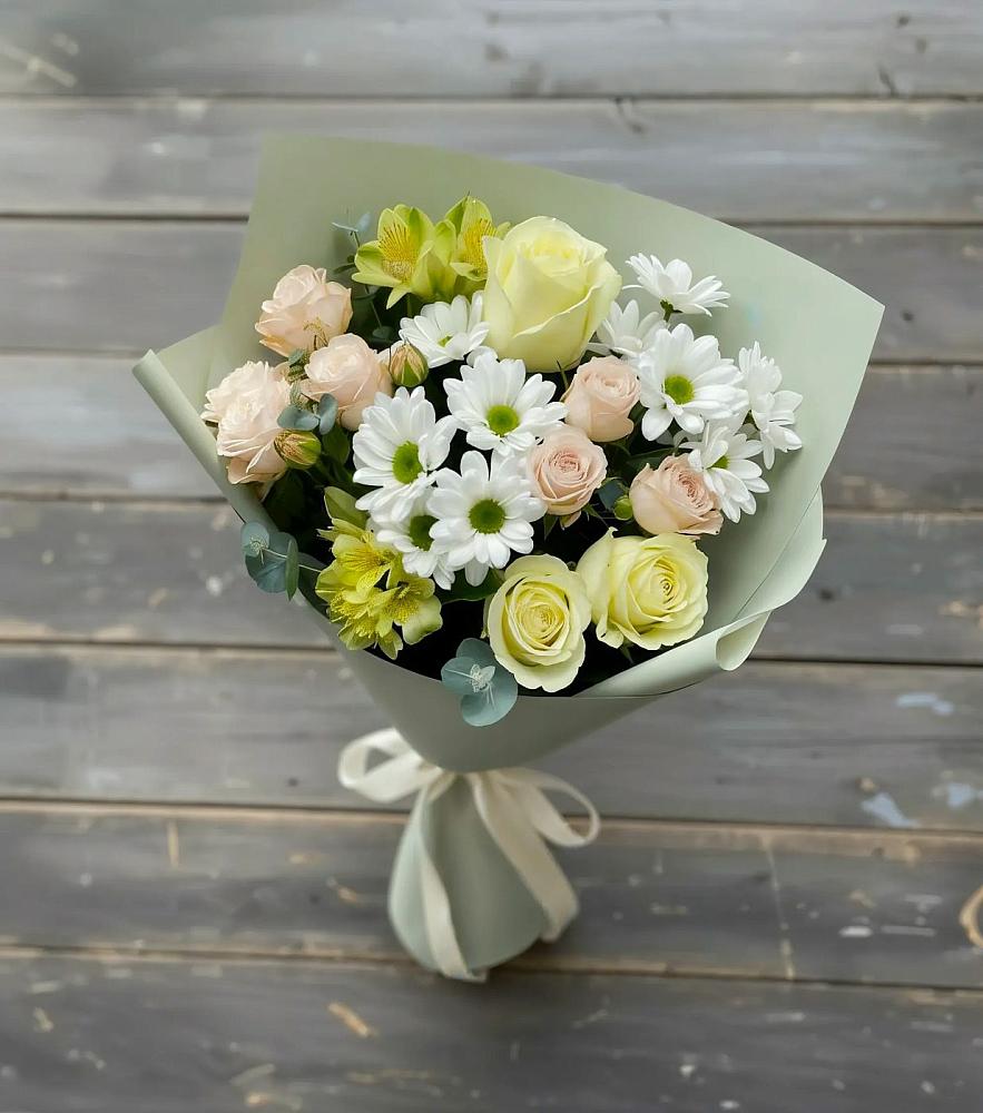 Букет цветов из: Альстромерии, Розы и Хризантемы в Кара-Тюбе