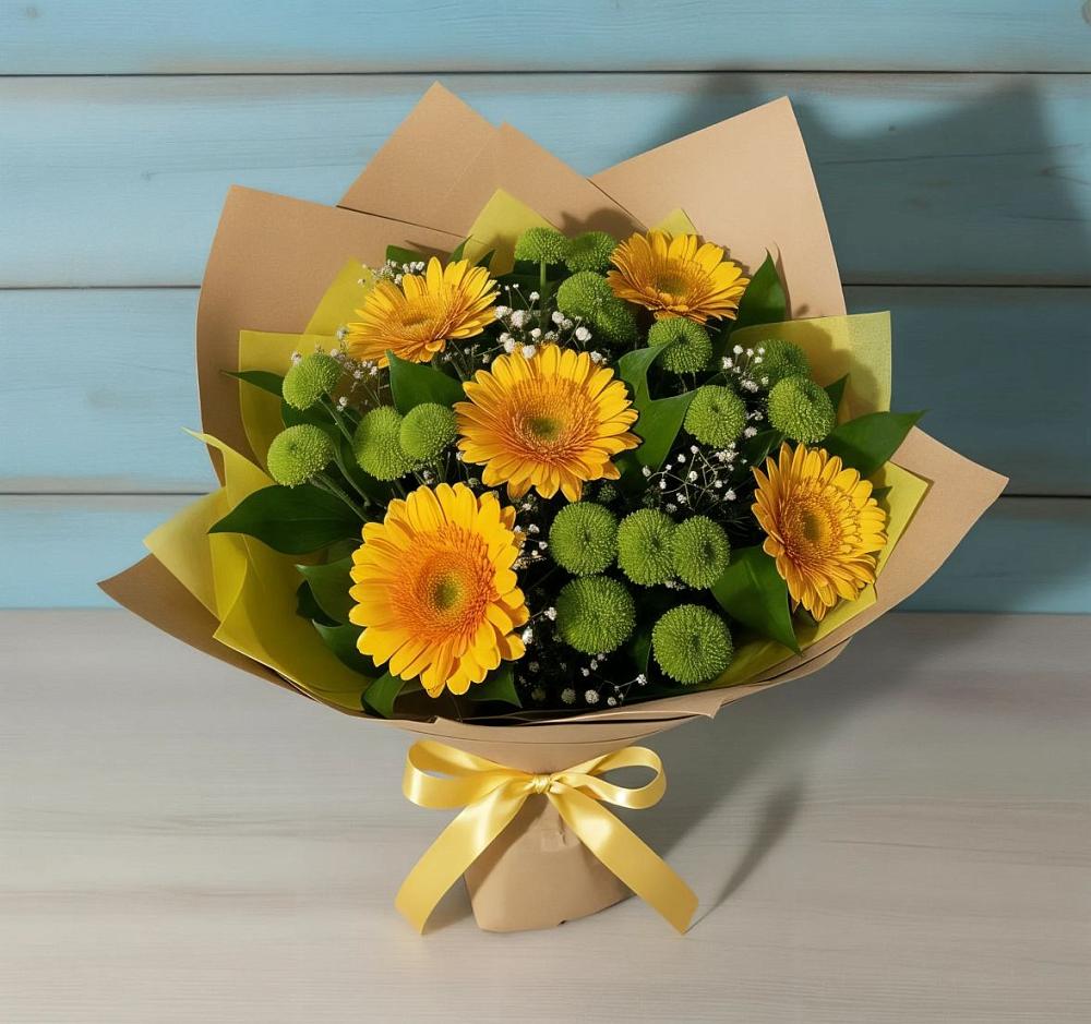 Букет цветов из: Герберы и Хризантемы в Кара-Тюбе