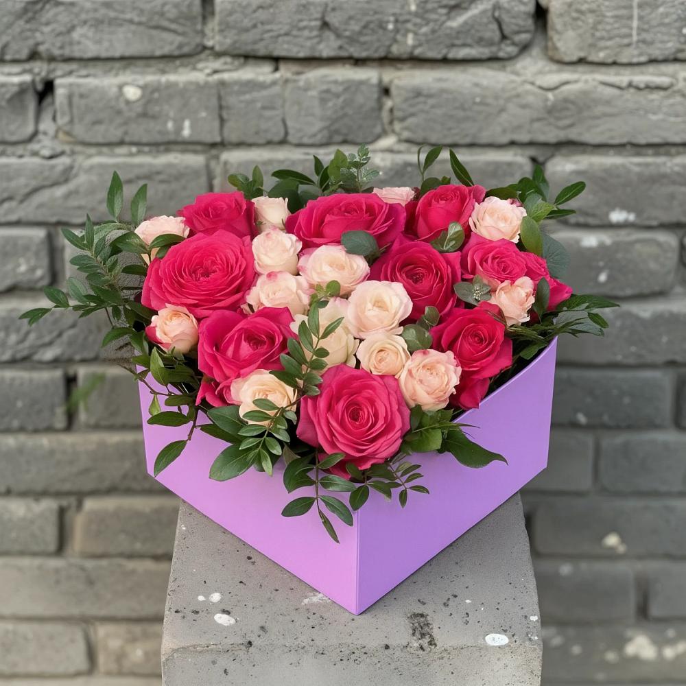 Цветочная композиция из Розы в коробке в Кара-Тюбе