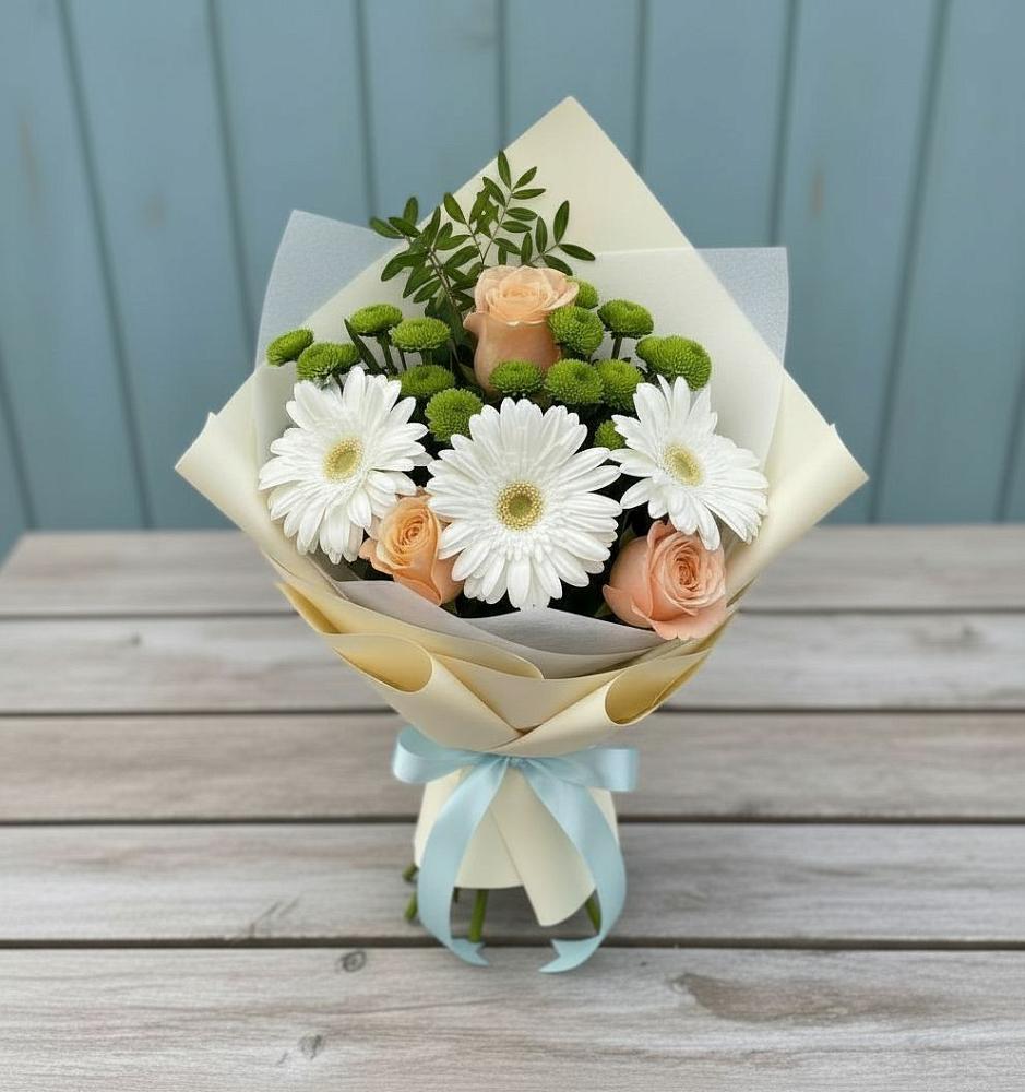 Букет цветов из: Герберы, Розы и Хризантемы в Кара-Тюбе