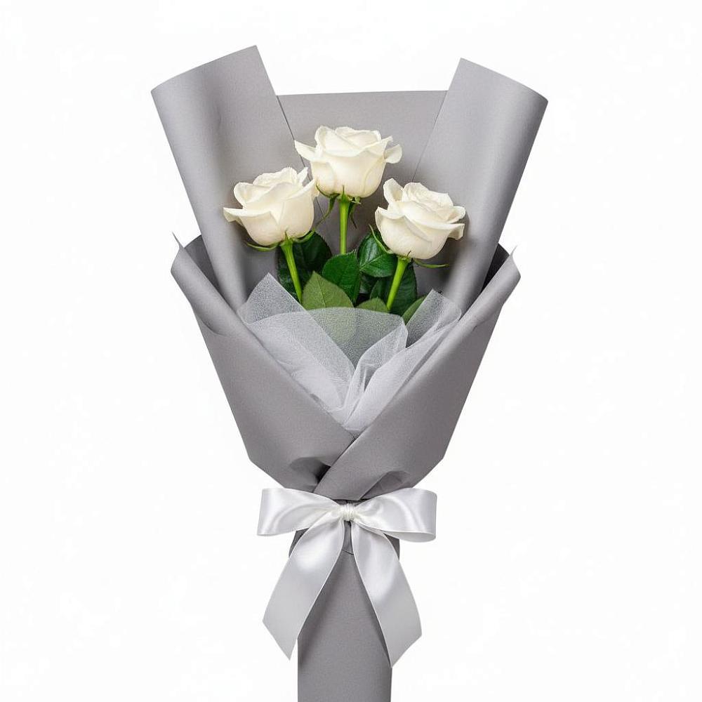 Букет 3 белые розы в Кара-Тюбе