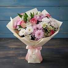 Букет цветов из:  Хризантемы, Альстромерии и Розы в Кара-Тюбе