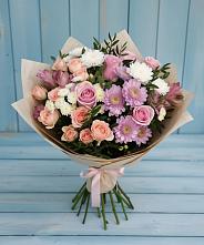 Букет цветов из:  Хризантемы, Розы и Альстромерии в Кара-Тюбе