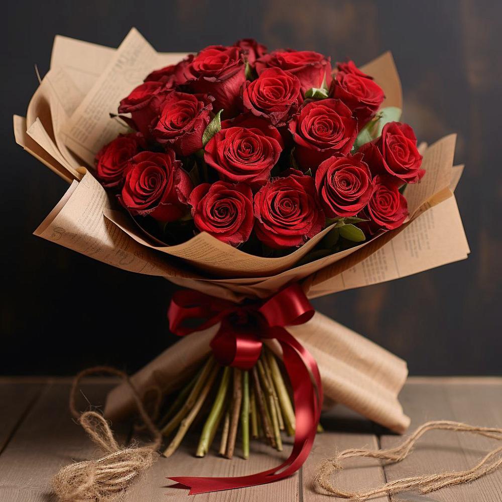 Букет 17 Красных роз Эдлесс Лав в Кара-Тюбе