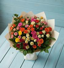 Букет Микс из разноцветных кустовых роз в Кара-Тюбе