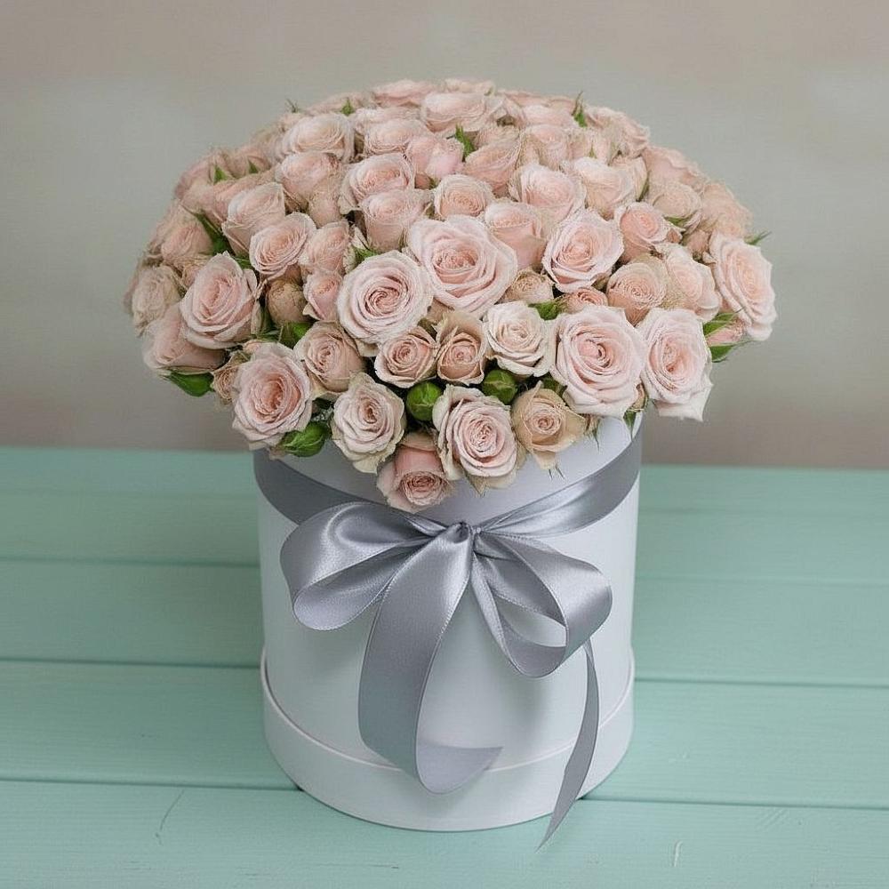 Цветочная композиция из Розы в шляпной коробке в Кара-Тюбе